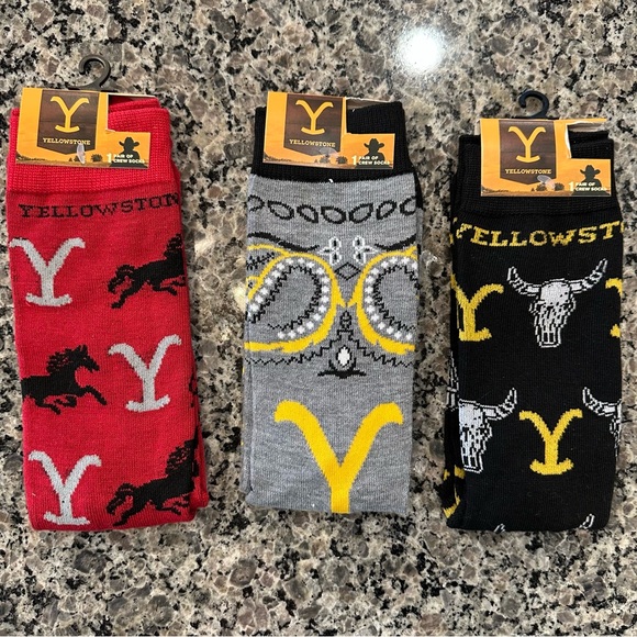 ✨NWT✨YELLOW STONE Crew Socks Men Size 6-12 UNISEX RED BLACK GRAY Paramount - Picture 7 of 10